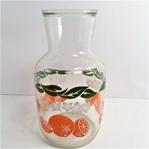 Vintage Anchor Hocking Orange Juice Carafe Jar glass Beverage Pitcher Retro